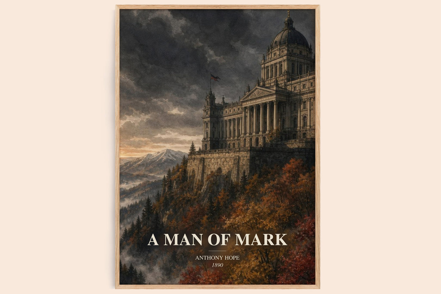A Man Of Mark watercolour book poster by Anthony Hope – framed literary art print
