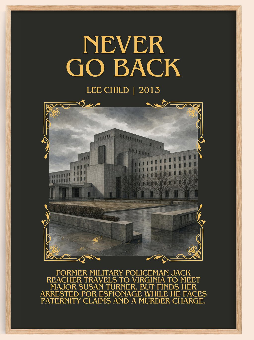 Never Go Back Minimalist Book Poster by Lee Child – book poster