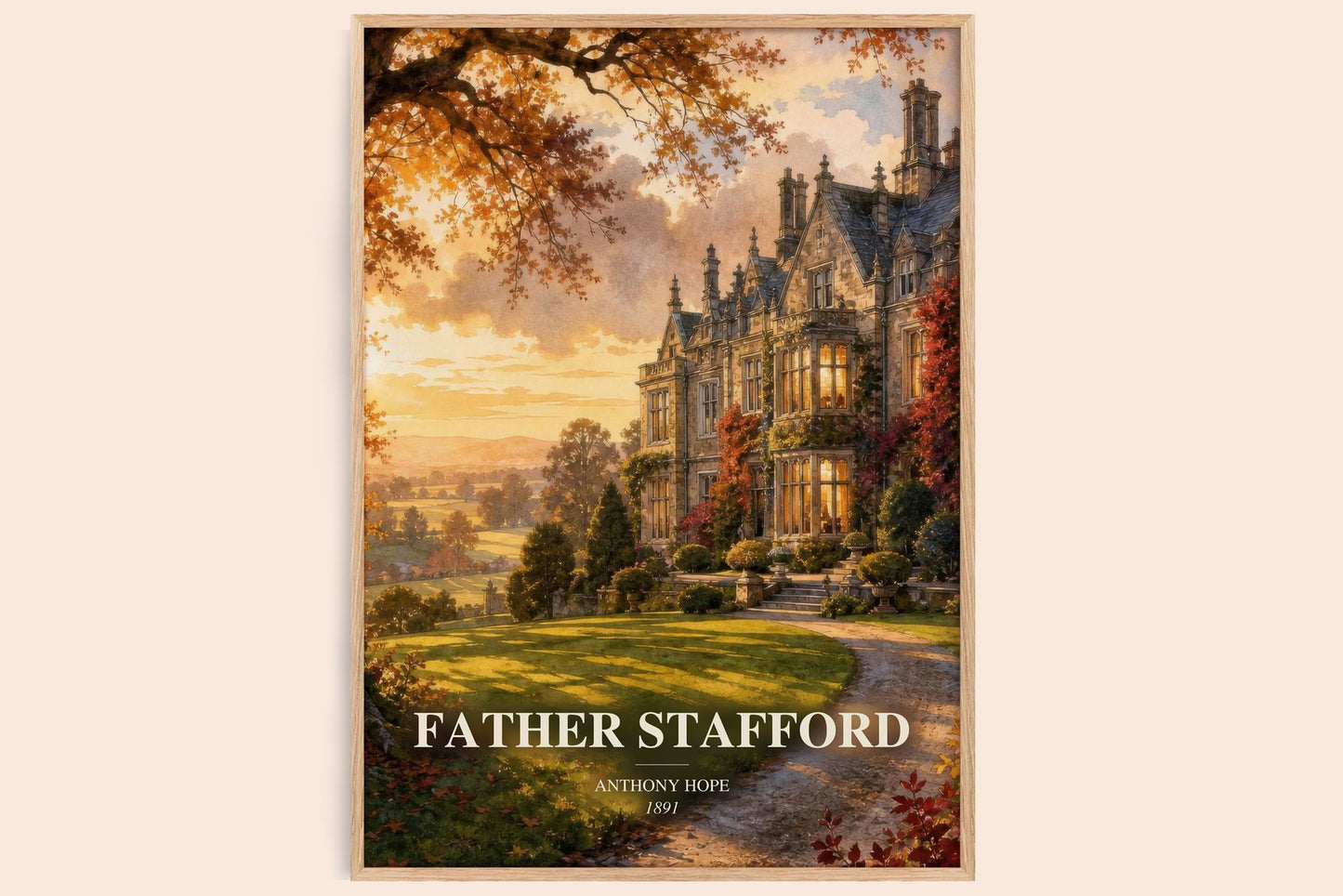 Father Stafford watercolour book poster by Anthony Hope – framed literary art print