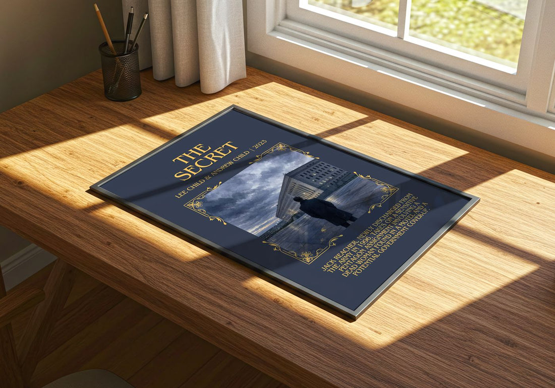 The Secret Minimalist Book Poster by Lee Child & Andrew Child – print on a sunlit desk