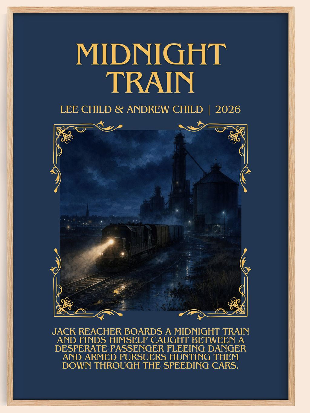 Midnight Train Minimalist Book Poster by Lee Child & Andrew Child – book poster