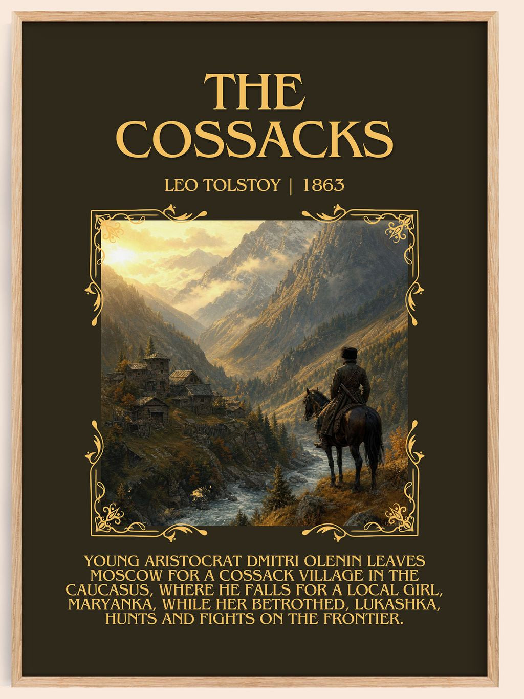 The Cossacks Minimalist Book Poster by Leo Tolstoy – book poster