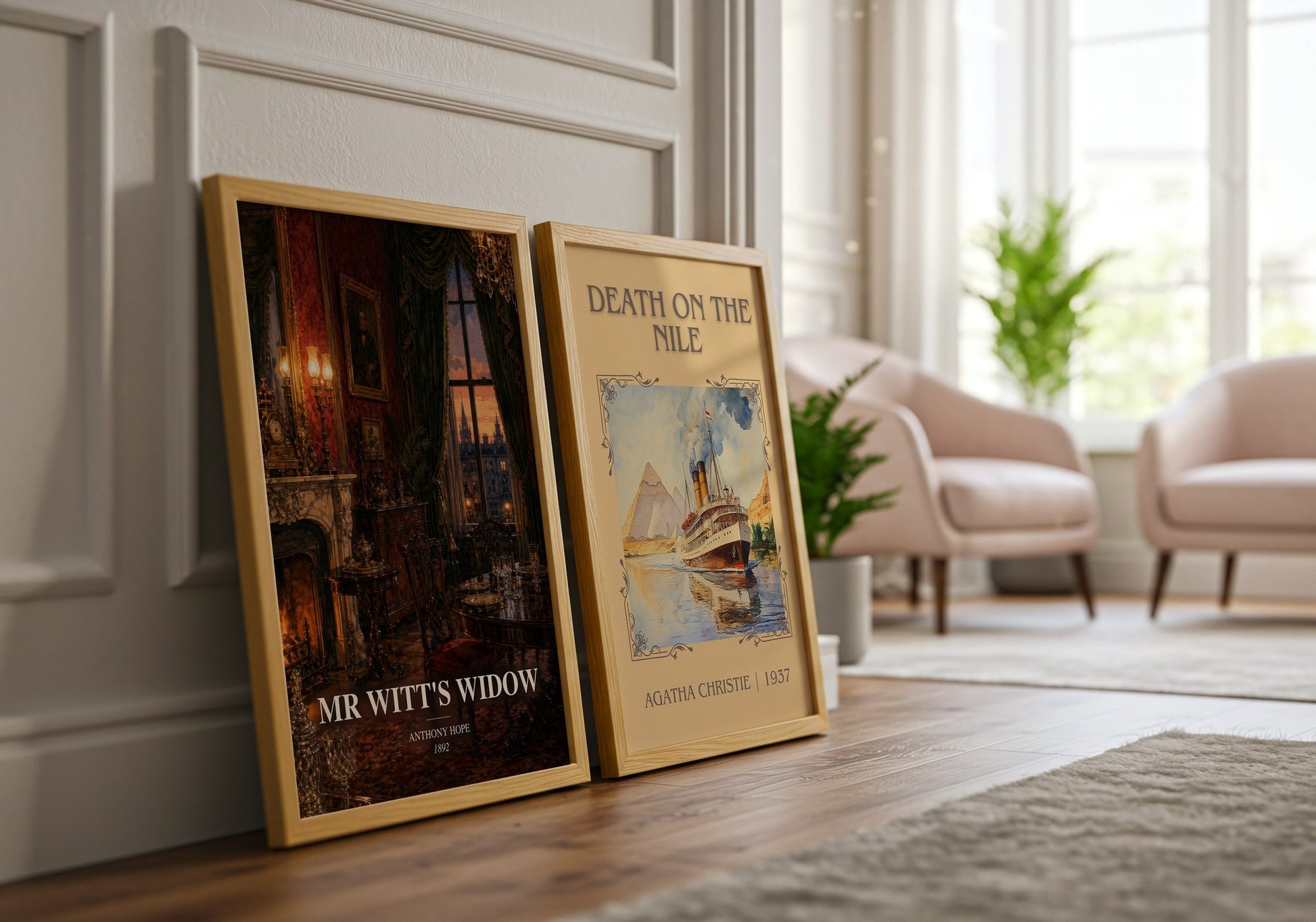 Mr Witt'S Widow watercolour print framed by window – literary home decor