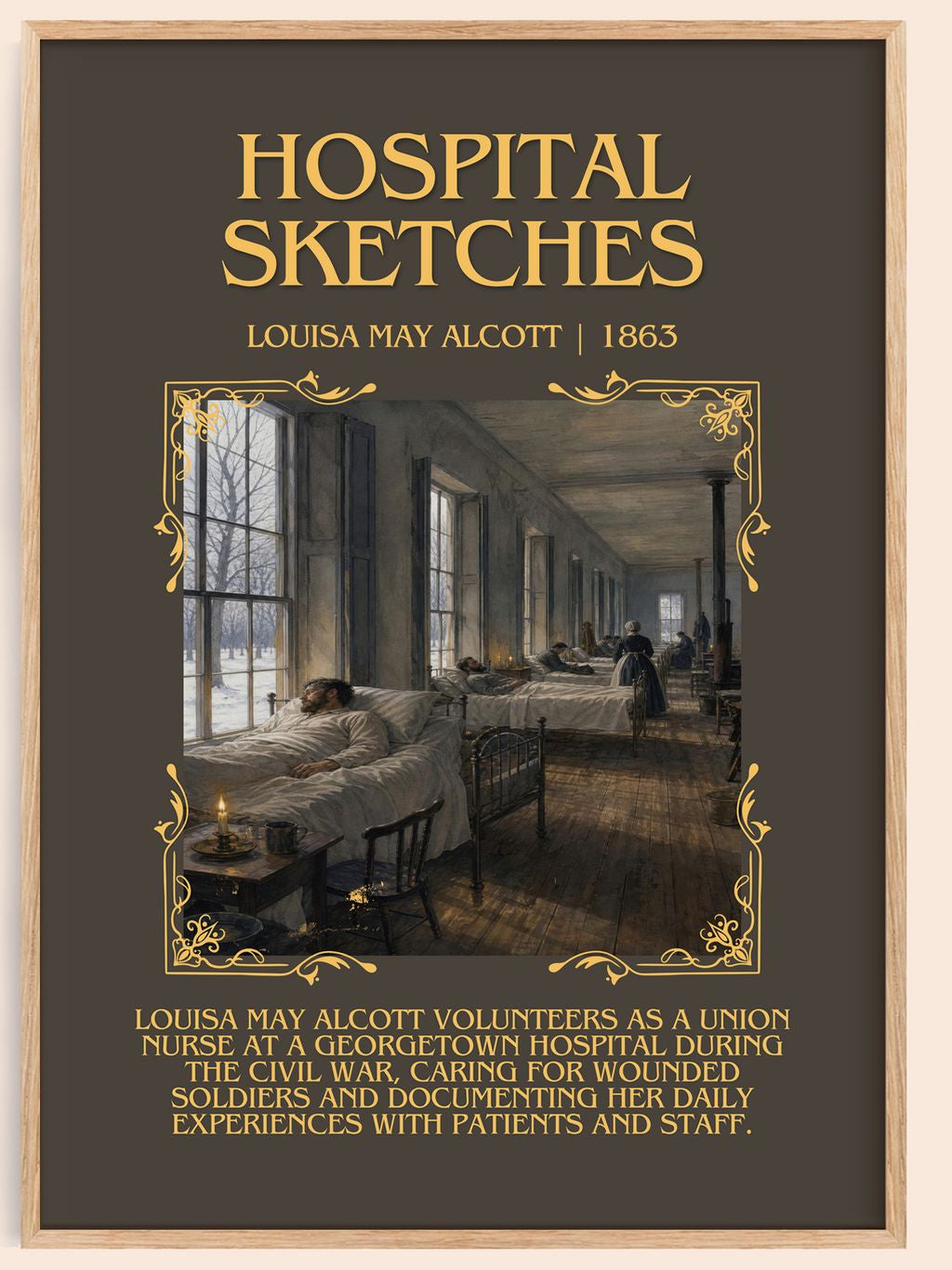Hospital Sketches Minimalist Book Poster by Louisa May Alcott – book poster