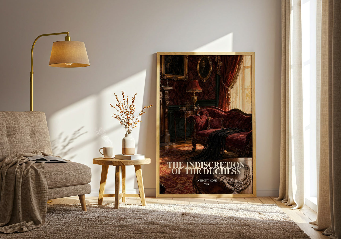 The Indiscretion Of The Duchess watercolour print in frame leaning in hallway – romance wall art