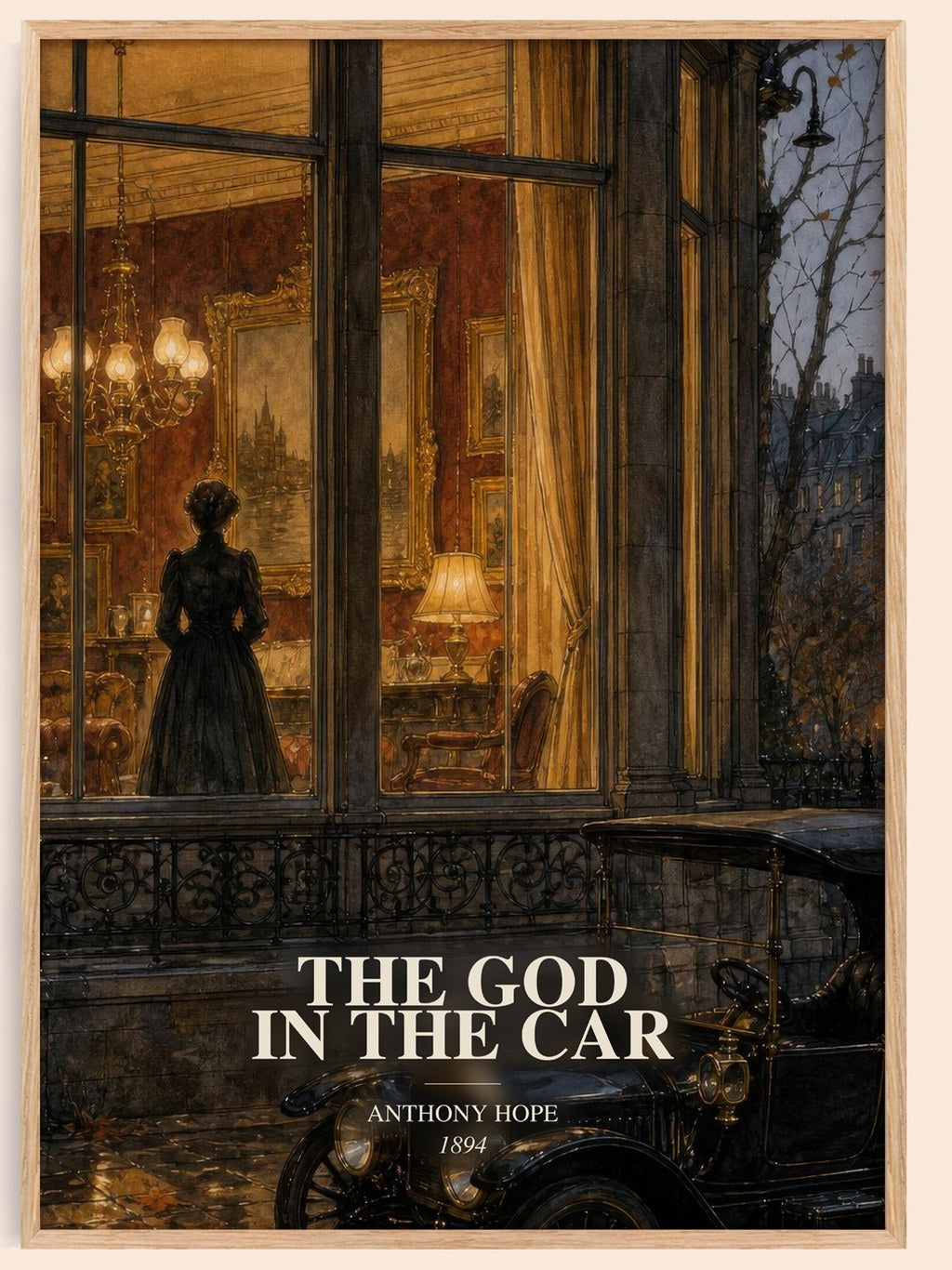 The God In The Car watercolour book poster by Anthony Hope – framed literary art print