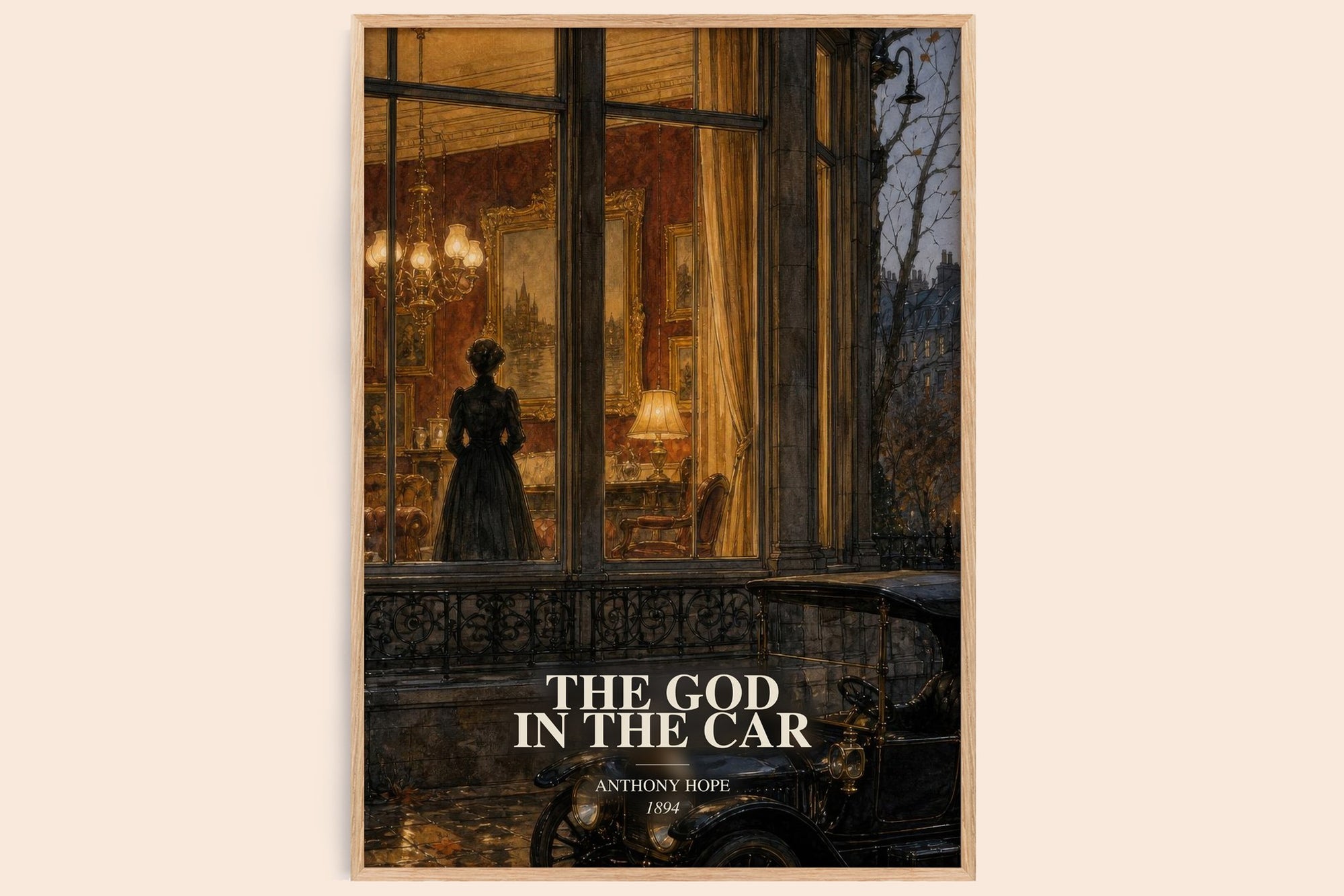 The God In The Car watercolour book poster by Anthony Hope – framed literary art print