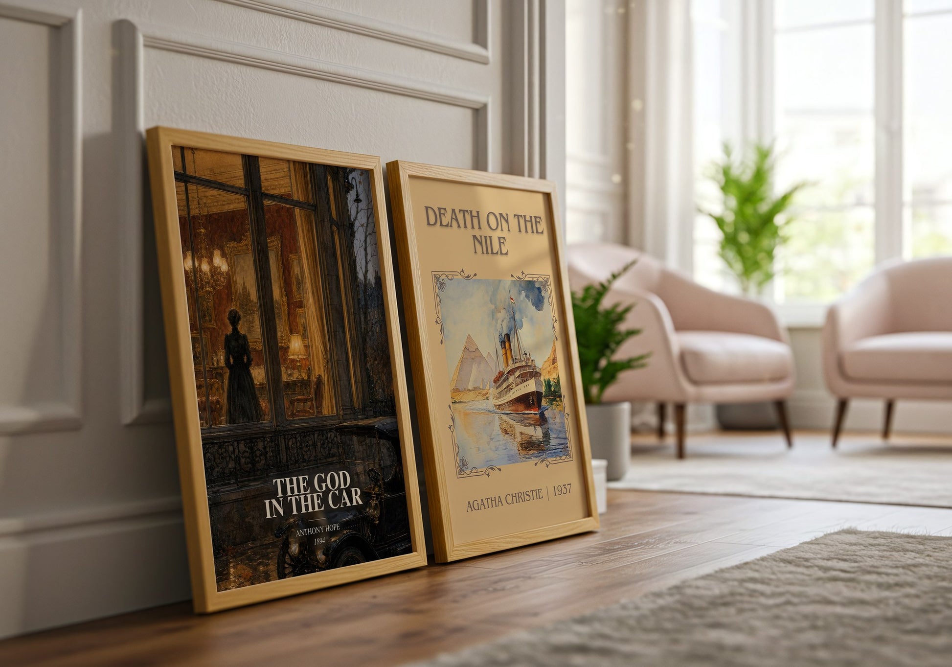 The God In The Car watercolour print framed by window – literary home decor