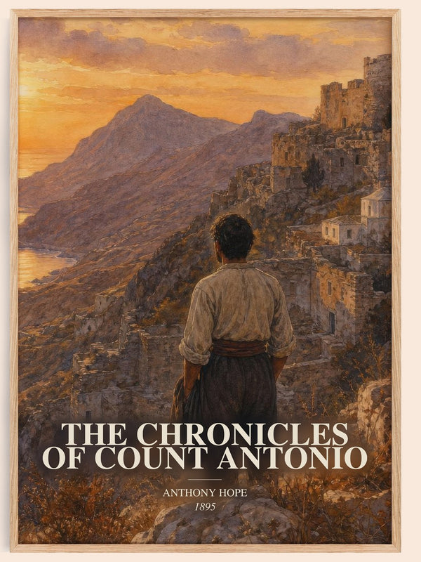 The Chronicles Of Count Antonio watercolour book poster by Anthony Hope – framed literary art print
