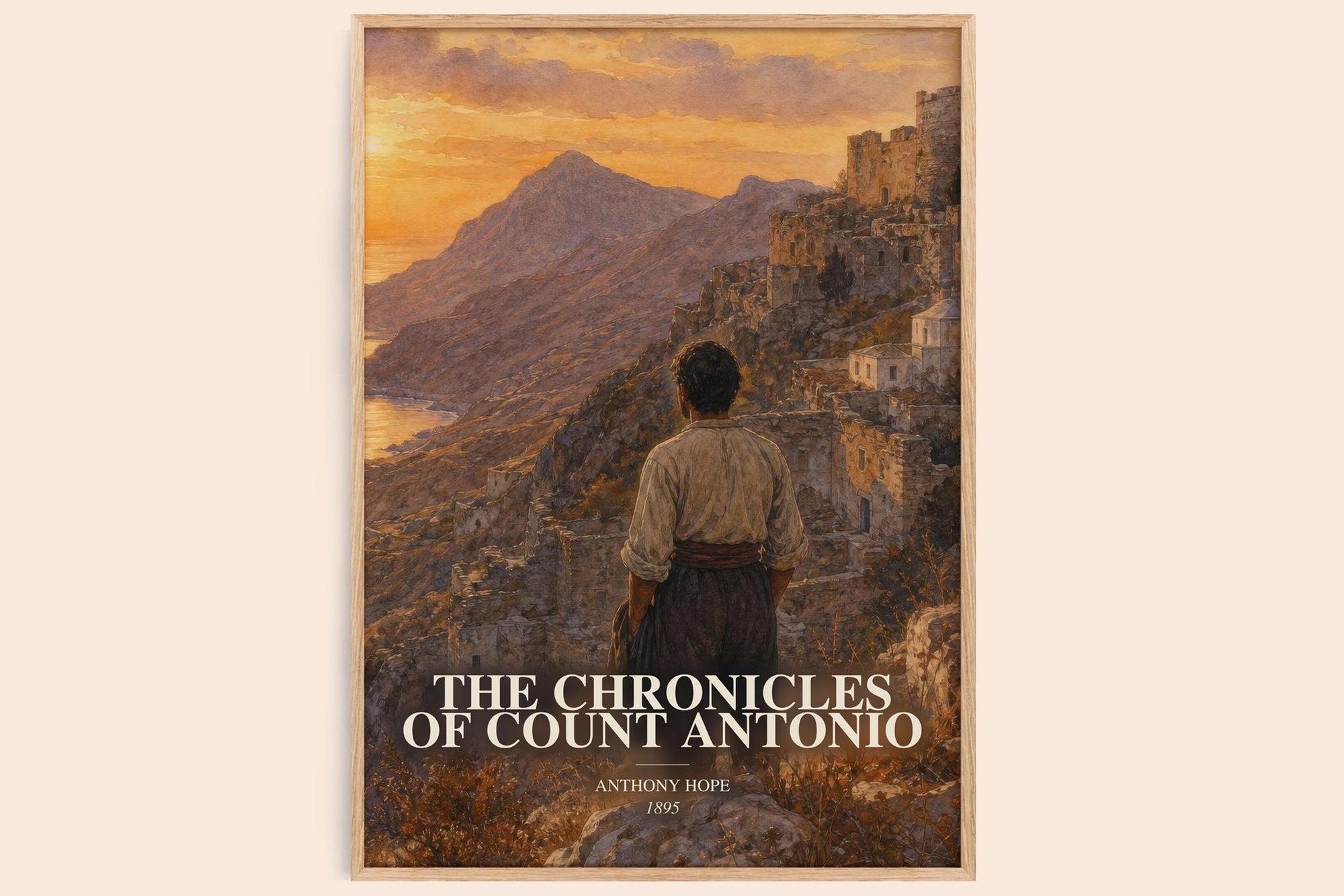 The Chronicles Of Count Antonio watercolour book poster by Anthony Hope – framed literary art print