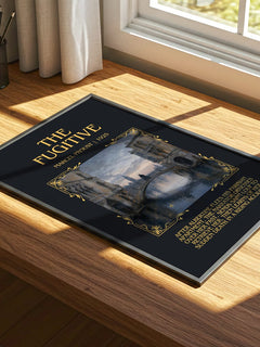 The Fugitive Minimalist Book Poster by Marcel Proust – print on a sunlit desk