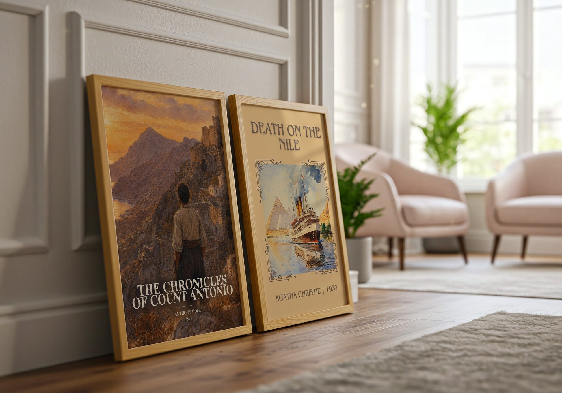 The Chronicles Of Count Antonio watercolour print framed by window – literary home decor