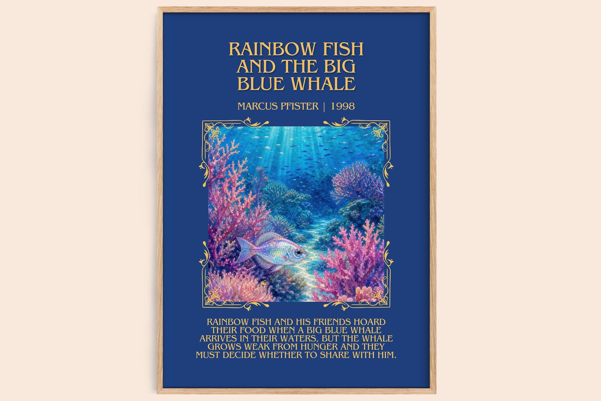 Rainbow Fish And The Big Blue Whale Minimalist Book Poster by Marcus Pfister