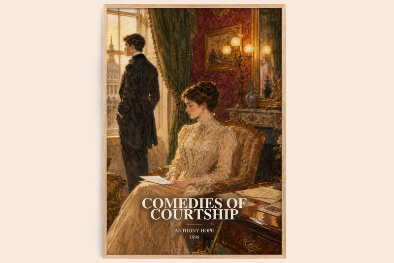 Comedies Of Courtship watercolour book poster by Anthony Hope – framed literary art print