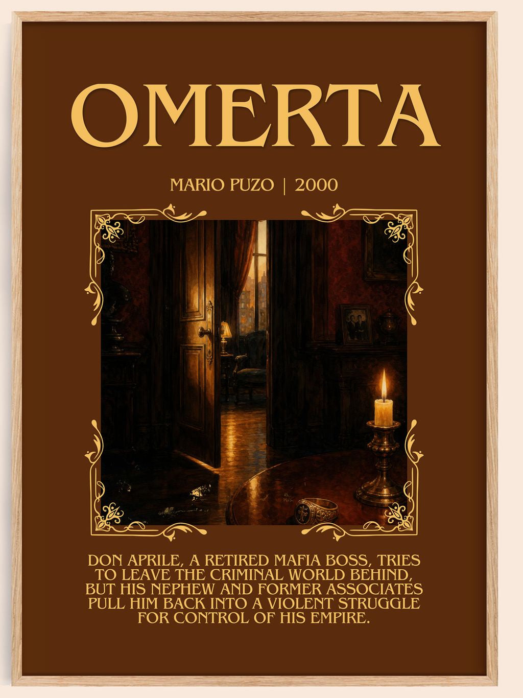 Omertà Minimalist Book Poster by Mario Puzo – book poster