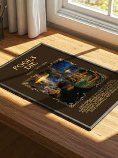 Fools Die Minimalist Book Poster by Mario Puzo – print on a sunlit desk