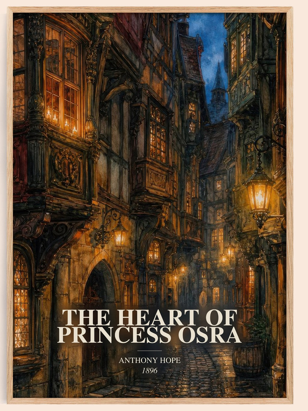 The Heart Of Princess Osra watercolour book poster by Anthony Hope – framed literary art print