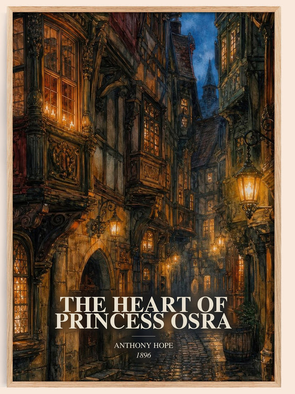 The Heart Of Princess Osra watercolour book poster by Anthony Hope – framed literary art print