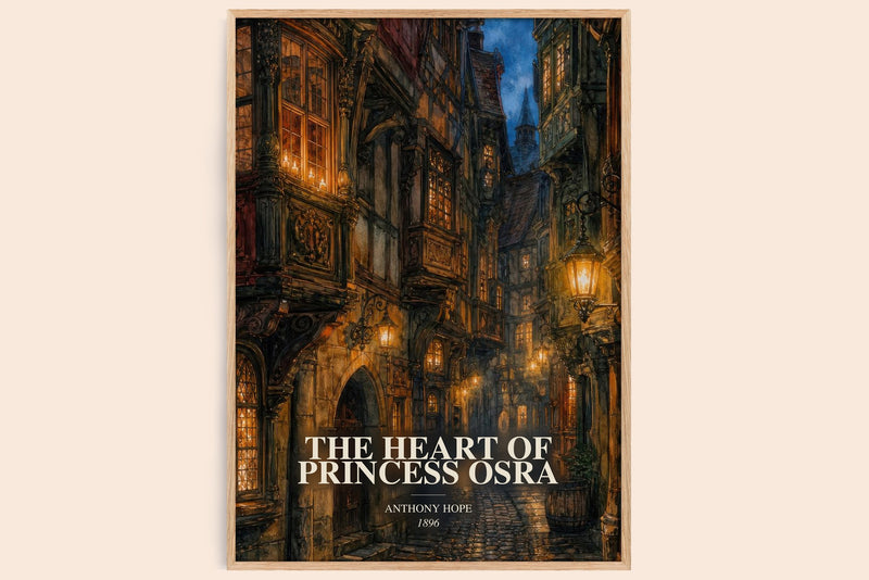 The Heart Of Princess Osra watercolour book poster by Anthony Hope – framed literary art print