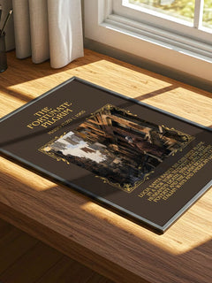The Fortunate Pilgrim Minimalist Book Poster by Mario Puzo – print on a sunlit desk