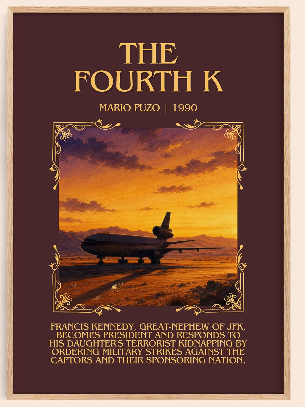 The Fourth K Minimalist Book Poster by Mario Puzo – book poster