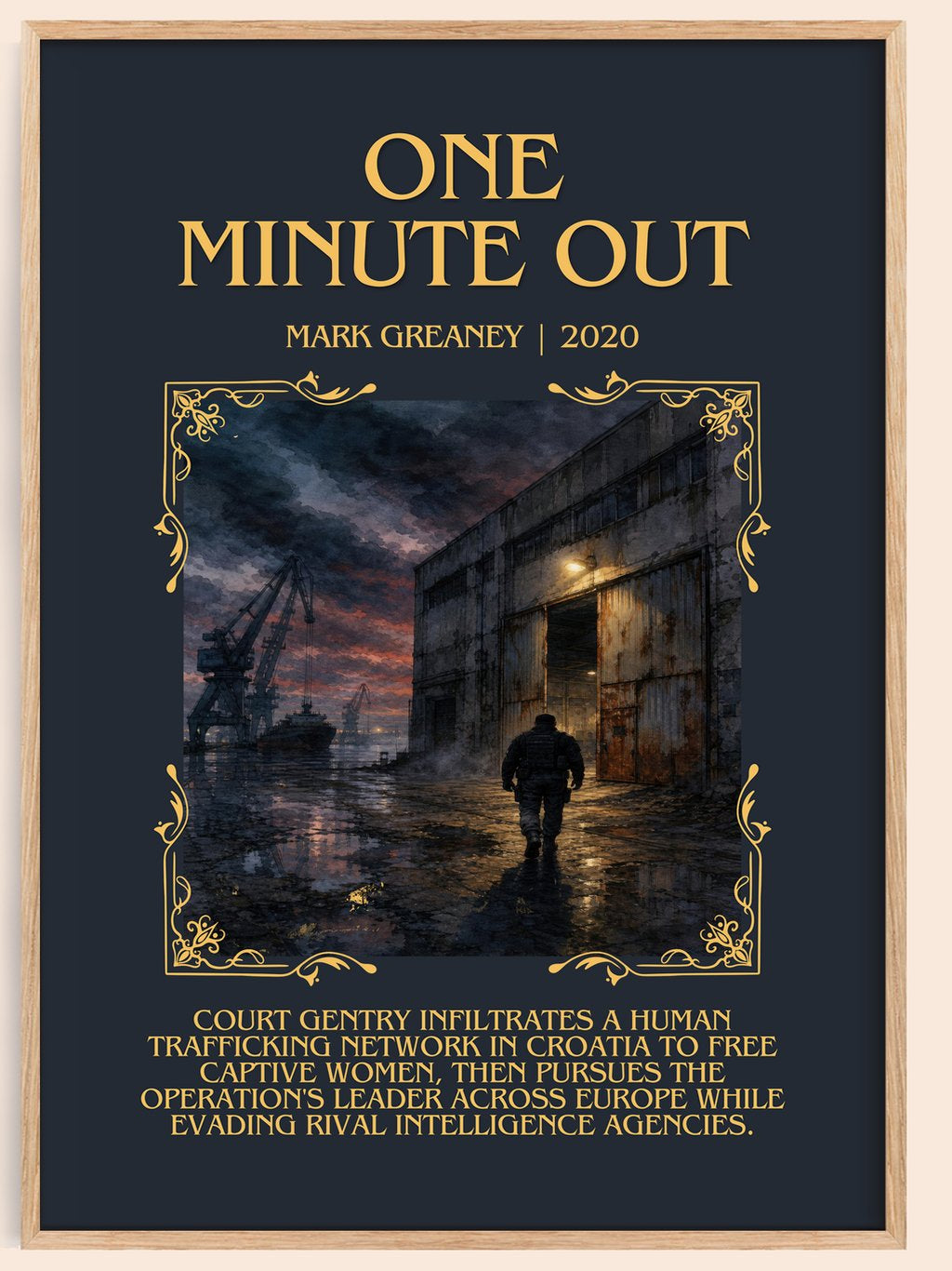 One Minute Out Minimalist Book Poster by Mark Greaney – book poster