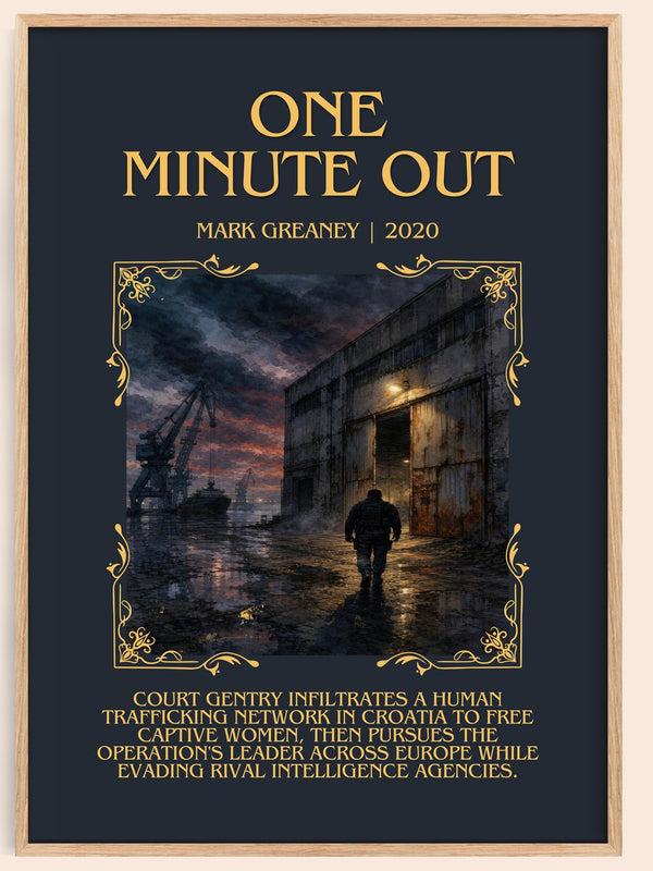One Minute Out Minimalist Book Poster by Mark Greaney – book poster
