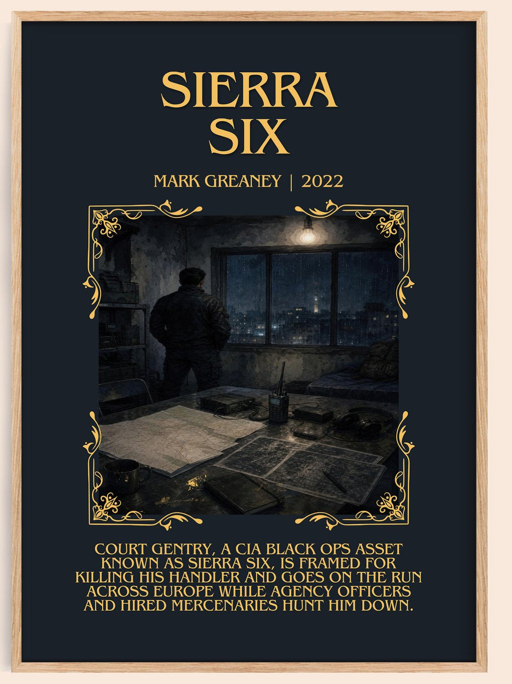 Sierra Six Minimalist Book Poster by Mark Greaney – book poster