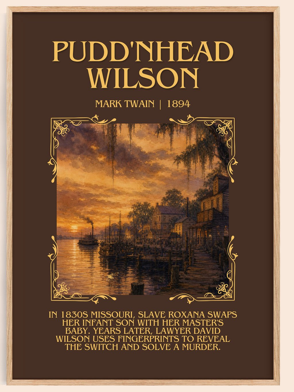 Pudd'Nhead Wilson Minimalist Book Poster by Mark Twain – book poster