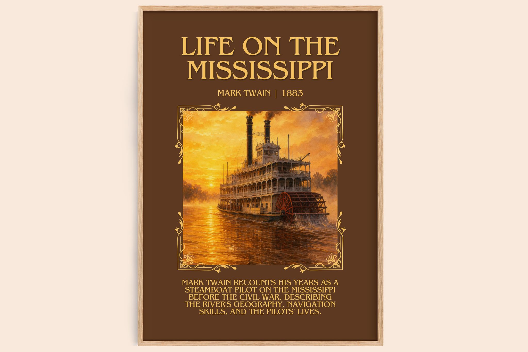 Life On The Mississippi Minimalist Book Poster by Mark Twain