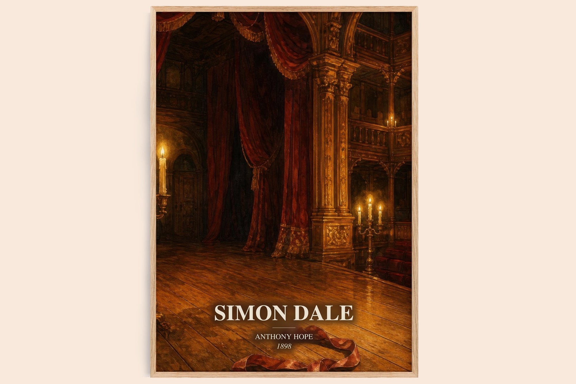 Simon Dale watercolour book poster by Anthony Hope – framed literary art print