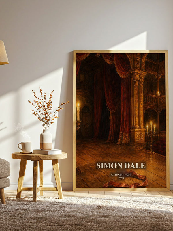 Simon Dale watercolour print in frame leaning in hallway – historical fiction wall art