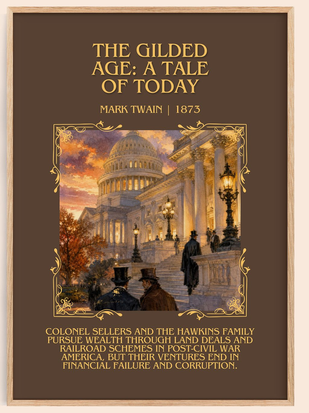 The Gilded Age: A Tale Of Today Minimalist Book Poster by Mark Twain – book poster