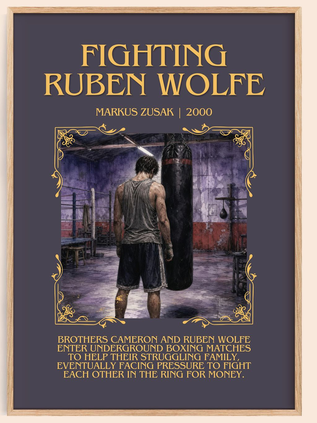 Fighting Ruben Wolfe Minimalist Book Poster by Markus Zusak – book poster