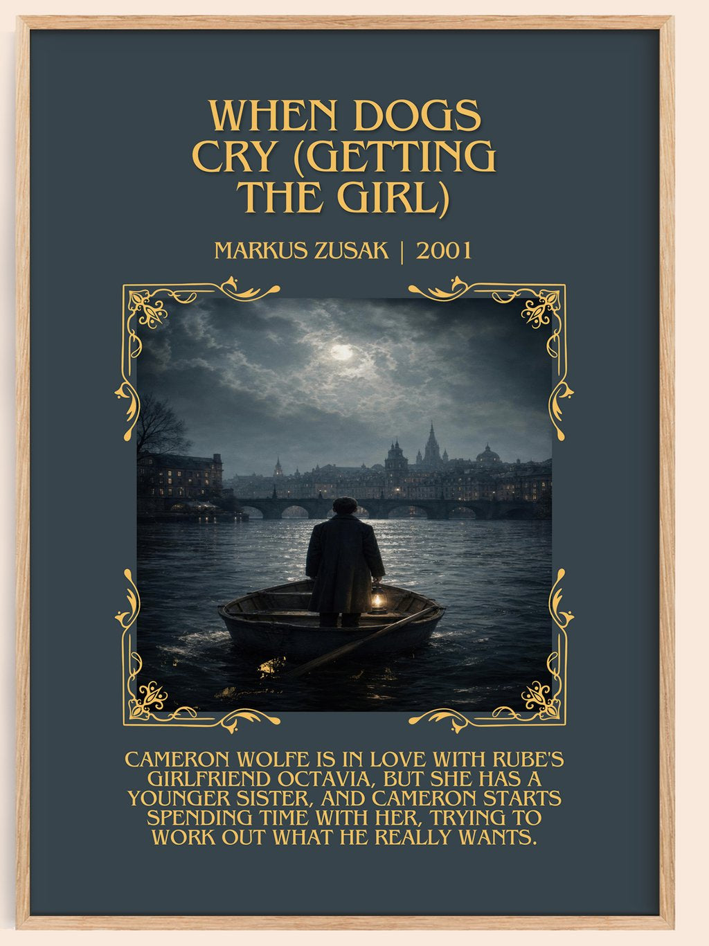 When Dogs Cry (Getting The Girl) Minimalist Book Poster by M. Zusak – book poster