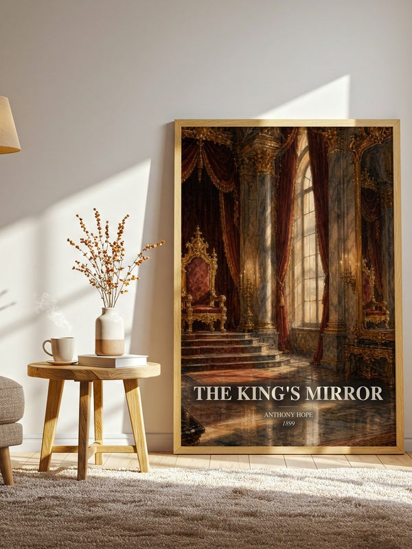 The King'S Mirror watercolour print in frame leaning in hallway – historical fiction wall art