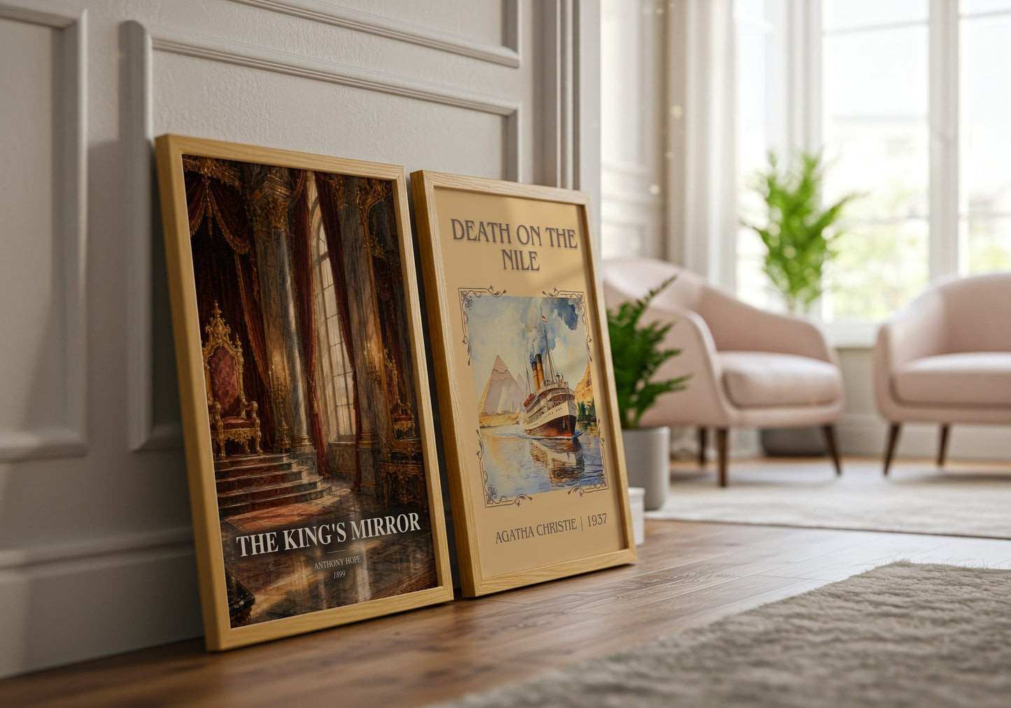 The King'S Mirror watercolour print framed by window – literary home decor
