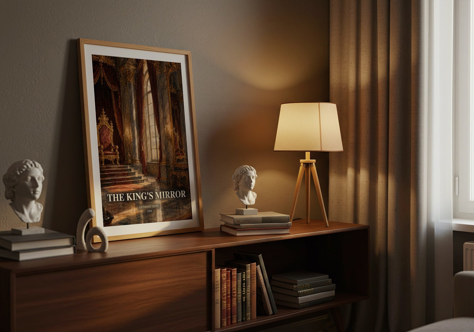 The King'S Mirror watercolour print on bookshelf – Anthony Hope fan gift