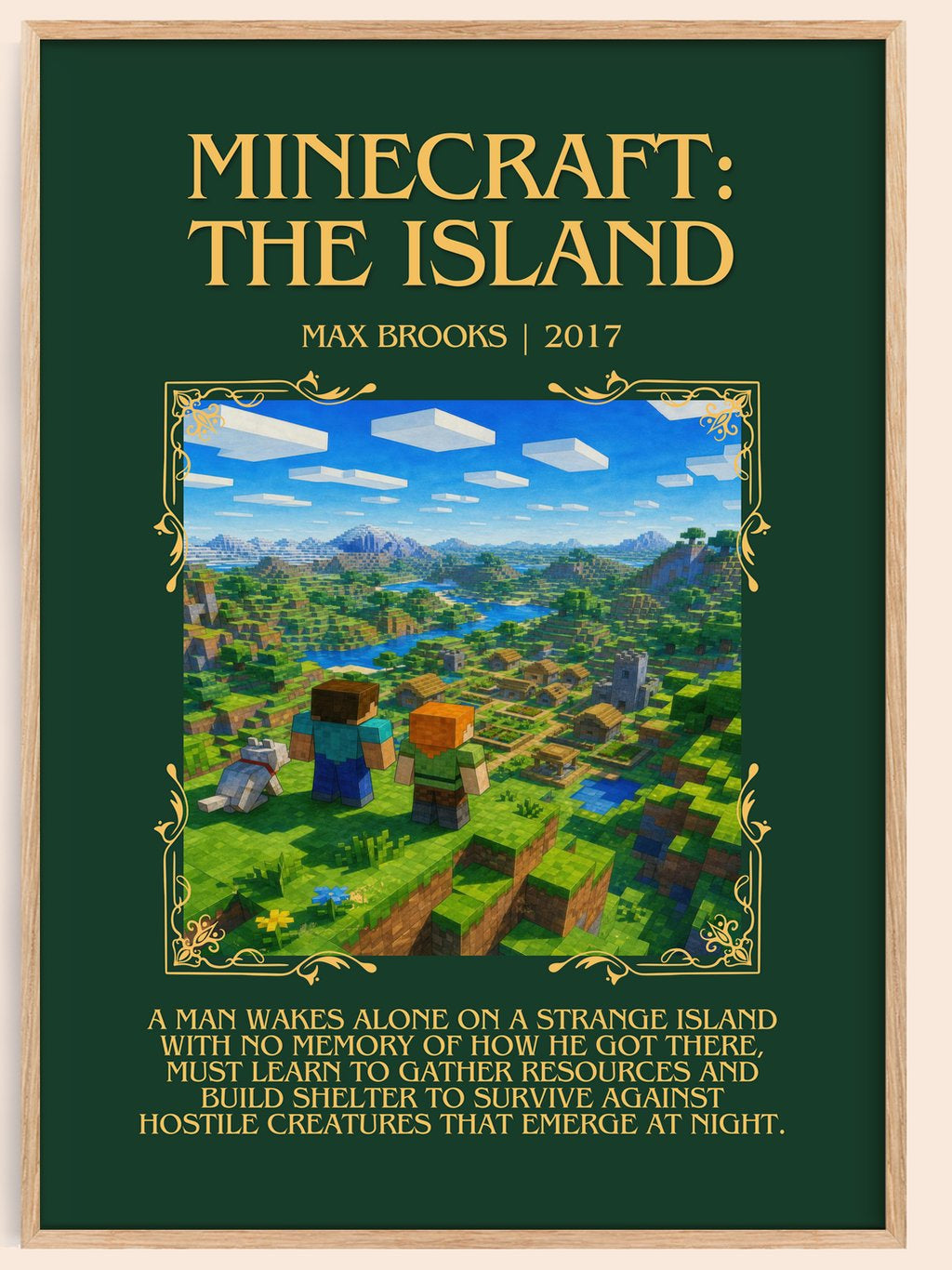 Minecraft: The Island Minimalist Book Poster by Max Brooks – book poster
