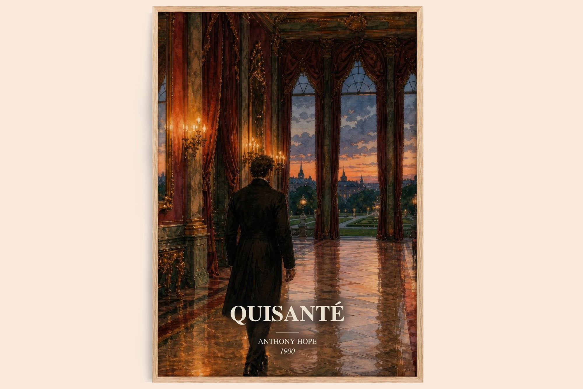 Quisanté watercolour book poster by Anthony Hope – framed literary art print
