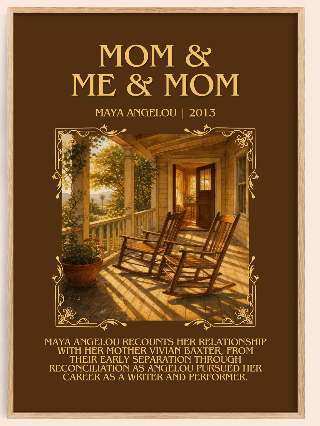 Mom & Me & Mom Minimalist Book Poster by Maya Angelou – book poster