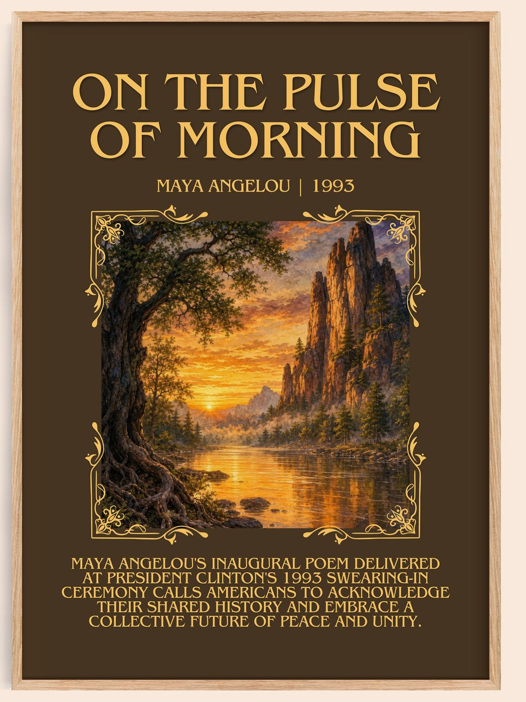 On The Pulse Of Morning Minimalist Book Poster by Maya Angelou – book poster