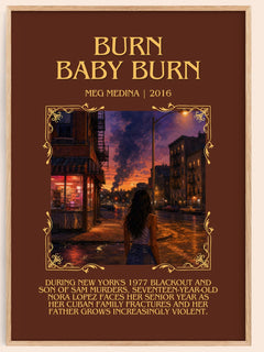 Burn Baby Burn Minimalist Book Poster by Meg Medina – image 1