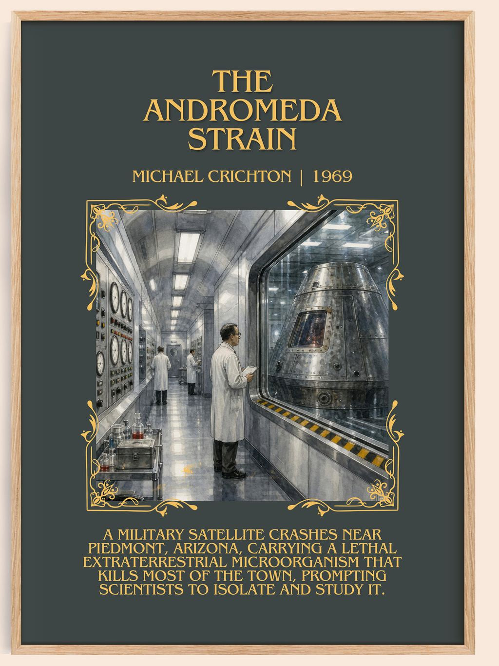 The Andromeda Strain Minimalist Book Poster by Michael Crichton – book poster