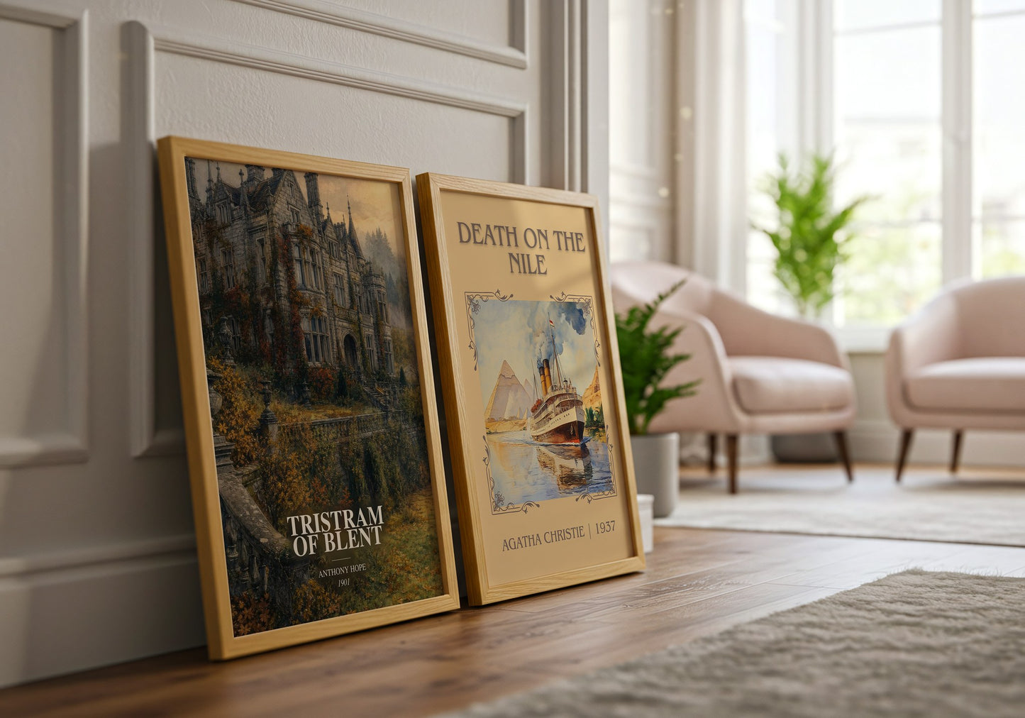 Tristram Of Blent watercolour print framed by window – literary home decor