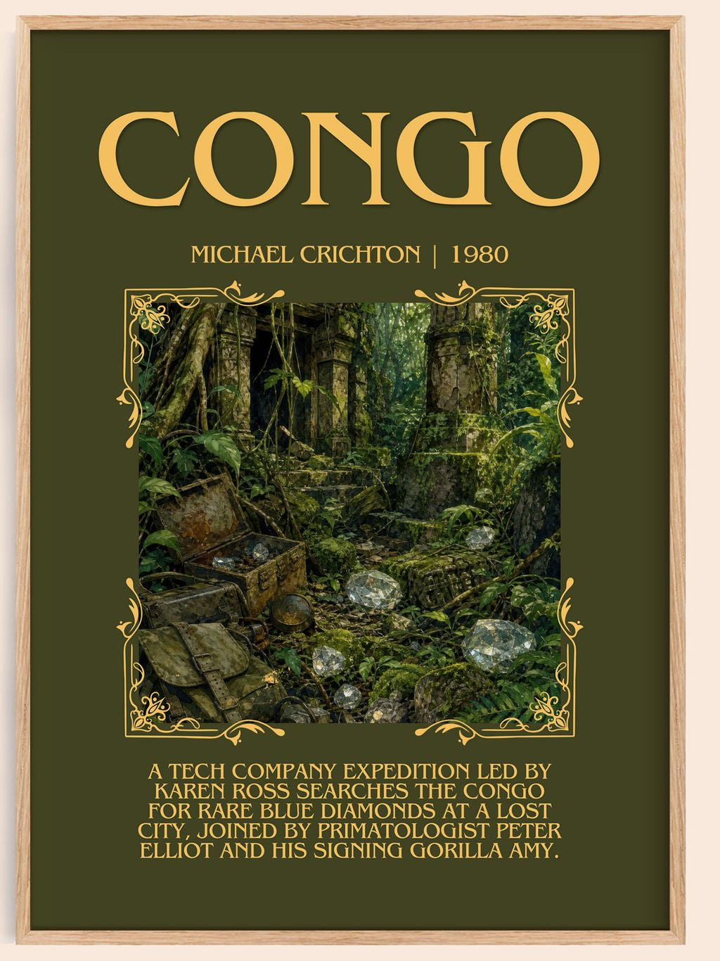 Congo Minimalist Book Poster by Michael Crichton – book poster