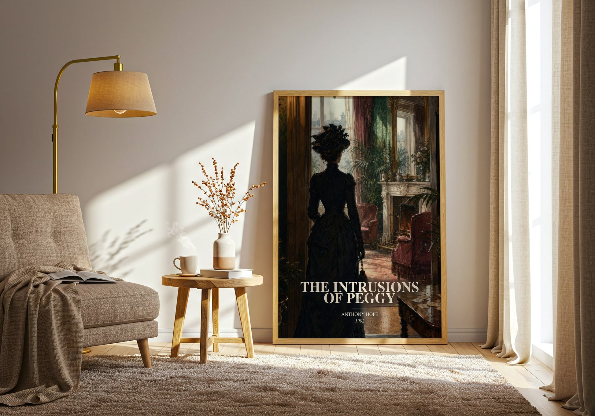 The Intrusions Of Peggy watercolour print in frame leaning in hallway – romance wall art