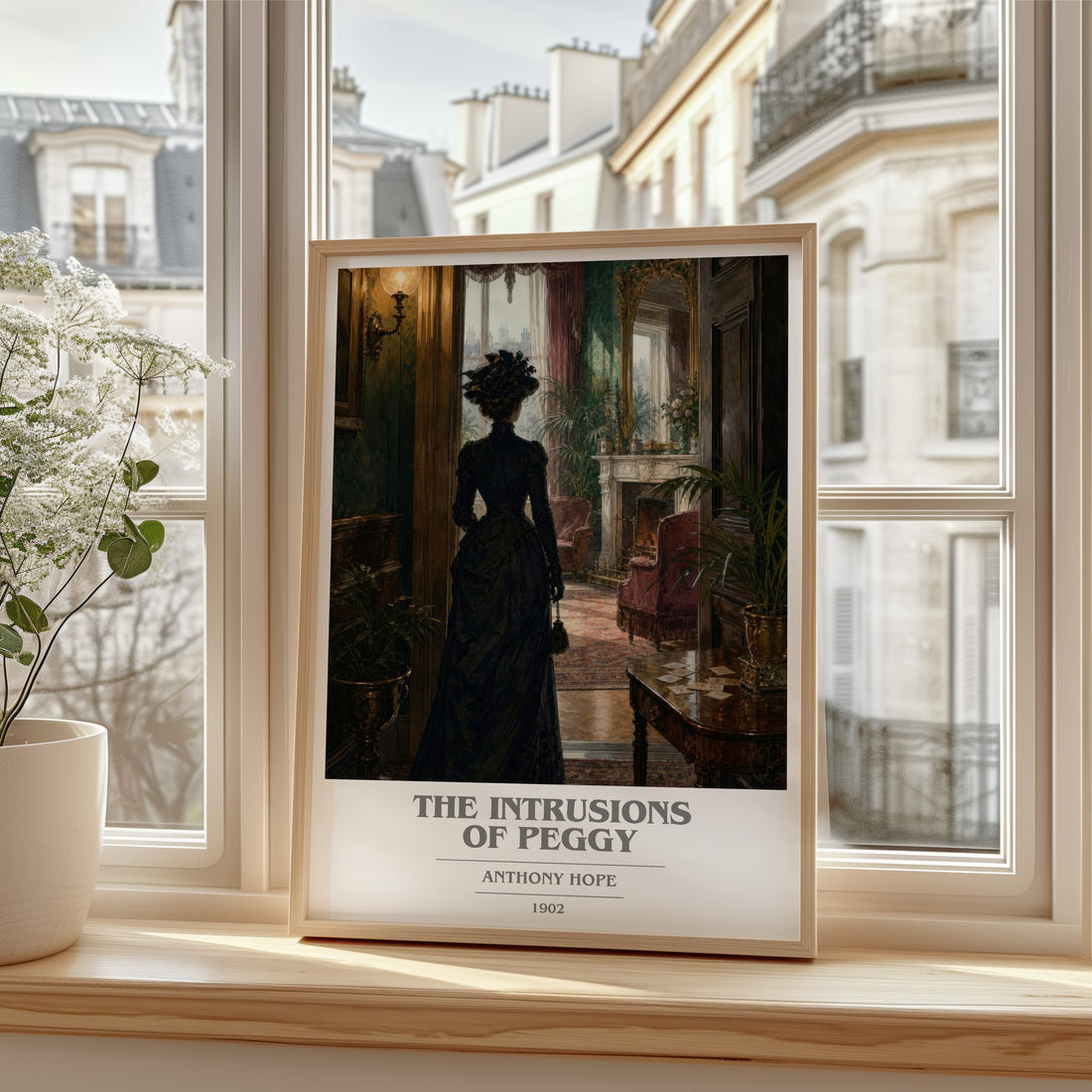 The Intrusions Of Peggy book cover print in frame leaning in hallway – romance wall art