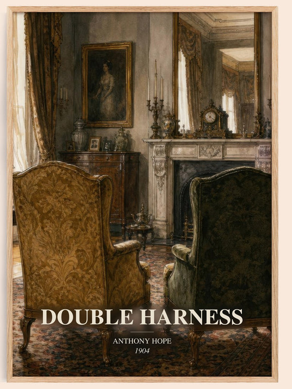 Double Harness watercolour book poster by Anthony Hope – framed literary art print