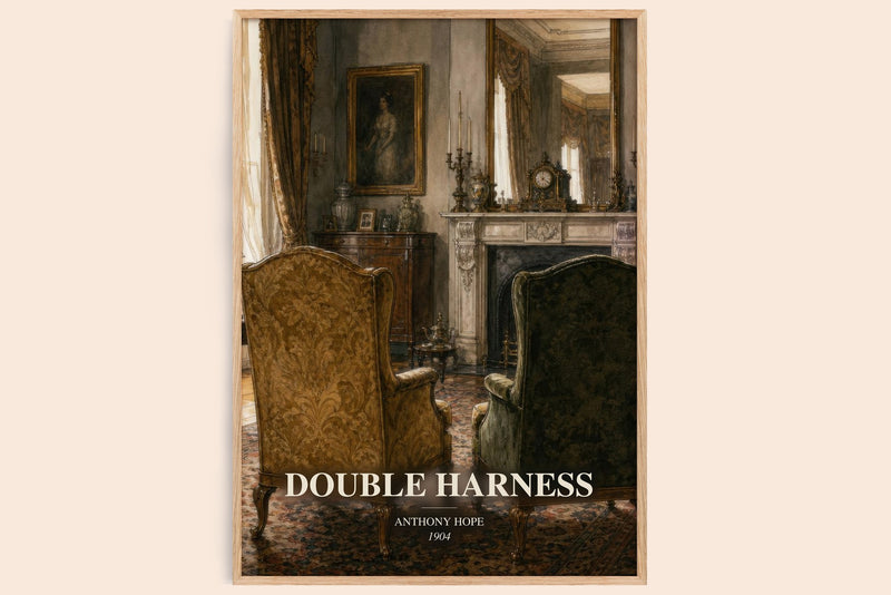 Double Harness watercolour book poster by Anthony Hope – framed literary art print